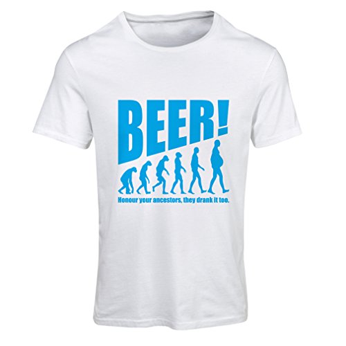 lepni.me Camiseta Mujer The Beervolution - Ideas Divertidas únicas sarcásticas del Regalo para los Amantes de la Cerveza, evolución de consumición (XX-Large Blanco Azul)