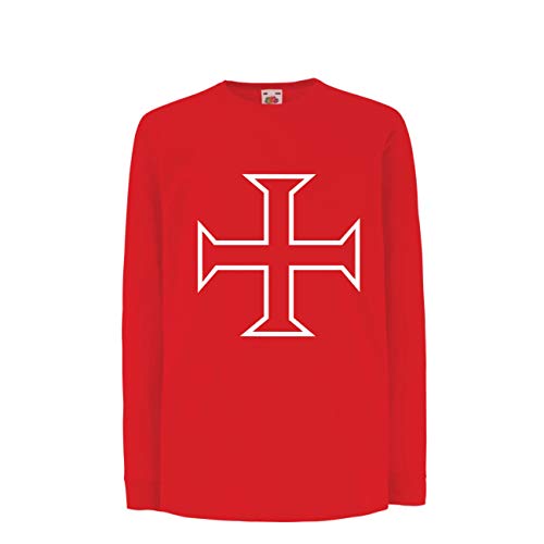 lepni.me Camiseta para Niño/Niña Los Caballeros Templarios, Cruz Roja, Compañeros Pobres-Soldados de Cristo (12-13 Years Rojo Multicolor)