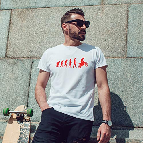 lepni.me Camisetas Hombre Evolución del Motocross Equipo de Moto Ropa de Carreras Todoterreno (XX-Large Blanco Magenta)