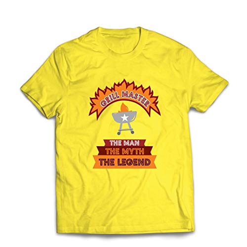 lepni.me Camisetas Hombre Maestro de la Parrilla, Chef de la Barbacoa, Divertidas Ideas de Regalos para barbacoas. (Small Amarillo Multicolor)