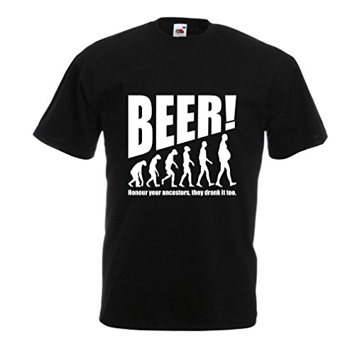lepni.me Camisetas Hombre The Beervolution - Ideas Divertidas únicas sarcásticas del Regalo para los Amantes de la Cerveza, evolución de consumición (X-Large Negro Blanco)