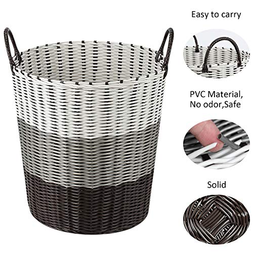 LessMo 55L Cesta de Lavadero, Cestos para la Colada con Asa, Puede Contener 15 Piezas de Ropa de Verano, Cesto para Familia, Dormitorio, Automóvil, Supermercado 【17x16.6''/ 43 x 42 cm, Manual, L】