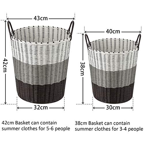 LessMo 55L Cesta de Lavadero, Cestos para la Colada con Asa, Puede Contener 15 Piezas de Ropa de Verano, Cesto para Familia, Dormitorio, Automóvil, Supermercado 【17x16.6''/ 43 x 42 cm, Manual, L】