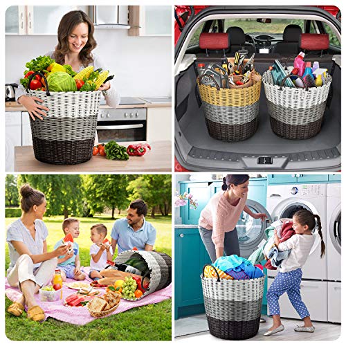 LessMo 55L Cesta de Lavadero, Cestos para la Colada con Asa, Puede Contener 15 Piezas de Ropa de Verano, Cesto para Familia, Dormitorio, Automóvil, Supermercado 【17x16.6''/ 43 x 42 cm, Manual, L】