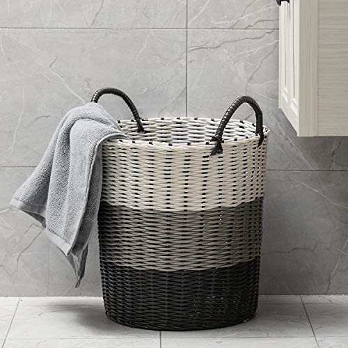 LessMo 55L Cesta de Lavadero, Cestos para la Colada con Asa, Puede Contener 15 Piezas de Ropa de Verano, Cesto para Familia, Dormitorio, Automóvil, Supermercado 【17x16.6''/ 43 x 42 cm, Manual, L】