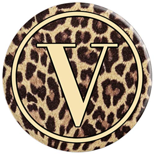Letra V del monograma con estampado de leopardo PopSockets Agarre y Soporte para Teléfonos y Tabletas