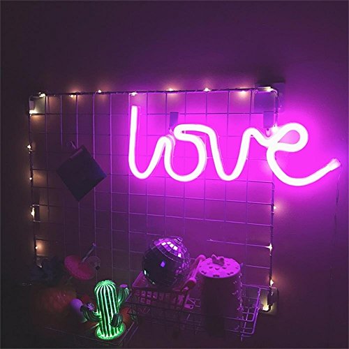 Letreros de neón con luz LED Love, letrero decorativo para pared, mesa, boda, fiesta, sala de niños, sala de estar, bar, pub, hotel, playa, decoración de recreación (rosa)