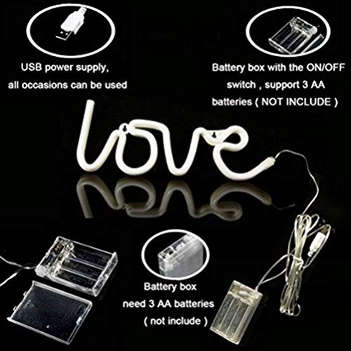 Letreros de neón con luz LED Love, letrero decorativo para pared, mesa, boda, fiesta, sala de niños, sala de estar, bar, pub, hotel, playa, decoración de recreación (rosa)
