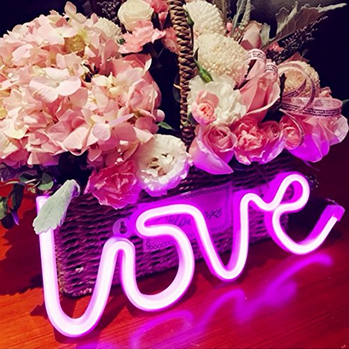 Letreros de neón con luz LED Love, letrero decorativo para pared, mesa, boda, fiesta, sala de niños, sala de estar, bar, pub, hotel, playa, decoración de recreación (rosa)