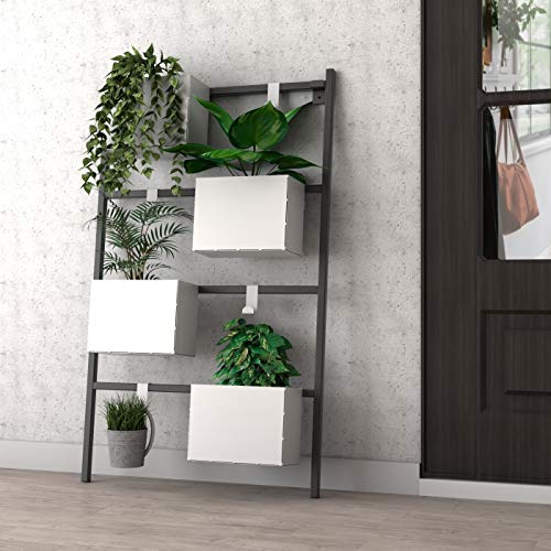 LEVIRA – Jardinera, Soporte para Plantas, Acer - 53 x 87 - Blanco y Negro