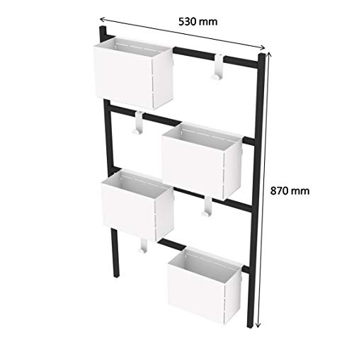 LEVIRA – Jardinera, Soporte para Plantas, Acer - 53 x 87 - Blanco y Negro