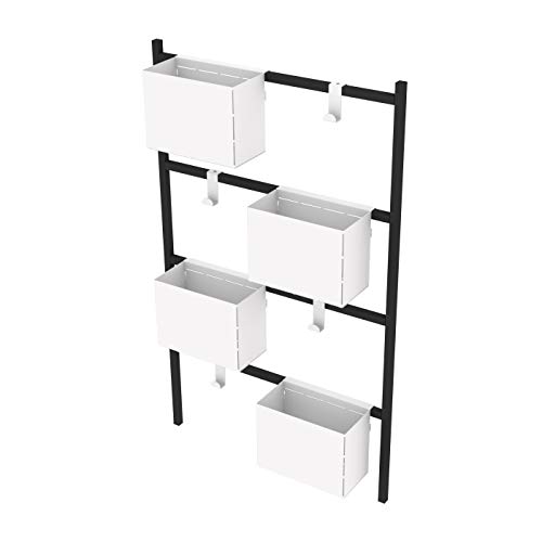 LEVIRA – Jardinera, Soporte para Plantas, Acer - 53 x 87 - Blanco y Negro