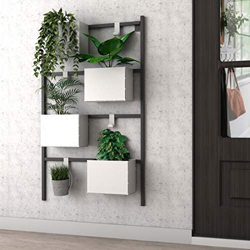 LEVIRA – Jardinera, Soporte para Plantas, Acer - 53 x 87 - Blanco y Negro