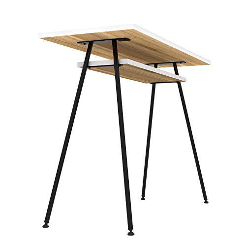 LEVIRA – Mesa de Oficina, Escritorio, Mesa de Ordenador, Kost Dash - 100 x 75 - Nogal Tróia Y Negro