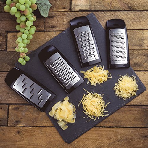 Levivo Set de accesorios para rallador de queso, 4 piezas, acero inoxidable, accesorios para rallador de queso, set de accesorios para rallador, accesorios para rallador, negro 7,5x5,5x16,5 cm, 4 pzs.