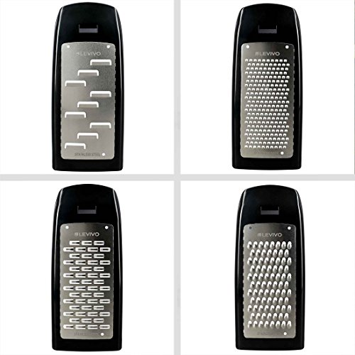 Levivo Set de accesorios para rallador de queso, 4 piezas, acero inoxidable, accesorios para rallador de queso, set de accesorios para rallador, accesorios para rallador, negro 7,5x5,5x16,5 cm, 4 pzs.