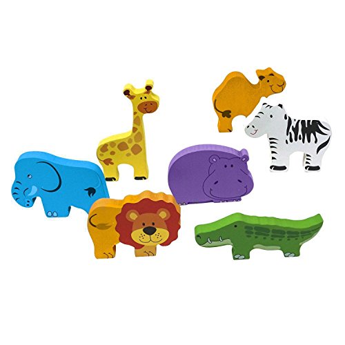 Lewo Juguetes educativos Rompecabezas Gruesas Grande de Madera - Animales de Safari 7 Piezas