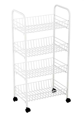 LEYENDAS Carrito Auxiliar con Ruedas y Bandejas de Malla Metálica para Cocina Baño salón Plata (4 Pisos, 36x26.5x86 cm)