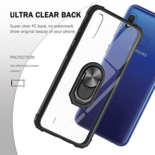 LeYi Funda Samsung Galaxy A10 con [2-Unidades] Cristal Vidrio Templado,Transparente Carcasa con 360 Grados iman Soporte Silicona Bumper Antigolpes Armor Case para Movil A10,Clear Negro