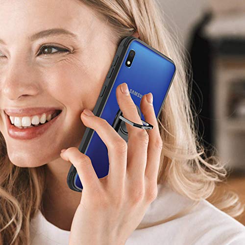 LeYi Funda Samsung Galaxy A10 con [2-Unidades] Cristal Vidrio Templado,Transparente Carcasa con 360 Grados iman Soporte Silicona Bumper Antigolpes Armor Case para Movil A10,Clear Negro