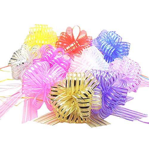 LEZED Lazos para Regalo Grande Arcos para Envolver Regalos Lazos para Tirar para Regalos Lazo de Cinta de Nudo de Regalo para Boda, Regalo, Flores, cestas de decoración 12 Piezas