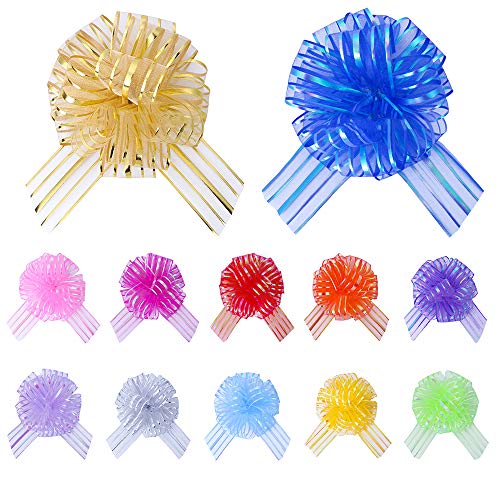 LEZED Lazos para Regalo Grande Arcos para Envolver Regalos Lazos para Tirar para Regalos Lazo de Cinta de Nudo de Regalo para Boda, Regalo, Flores, cestas de decoración 12 Piezas