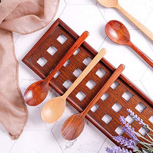 LGGUC6 Cuchara de Madera Natural Arroz Azúcar Sal Cuchara Comestible Cuchara de Madera 10 Piezas