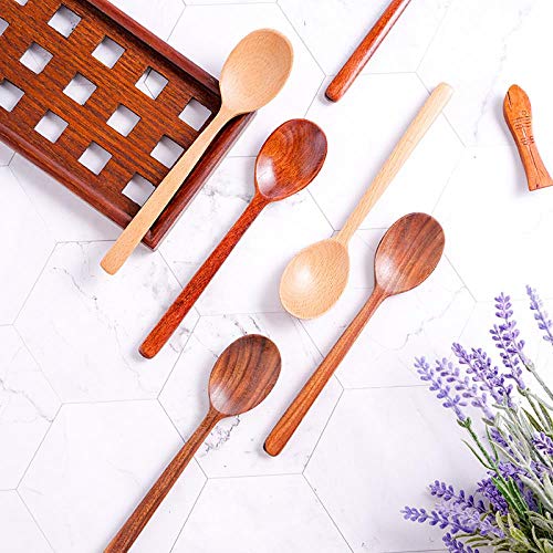 LGGUC6 Cuchara de Madera Natural Arroz Azúcar Sal Cuchara Comestible Cuchara de Madera 10 Piezas