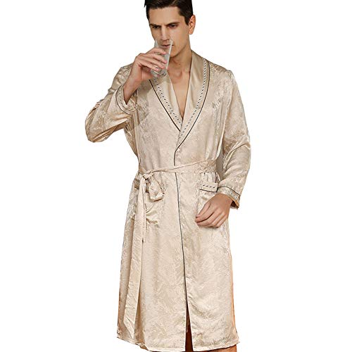 LGLE SatéN Kimono Pijamas Cuello de Pico Manga Larga Suave Albornoces,XL