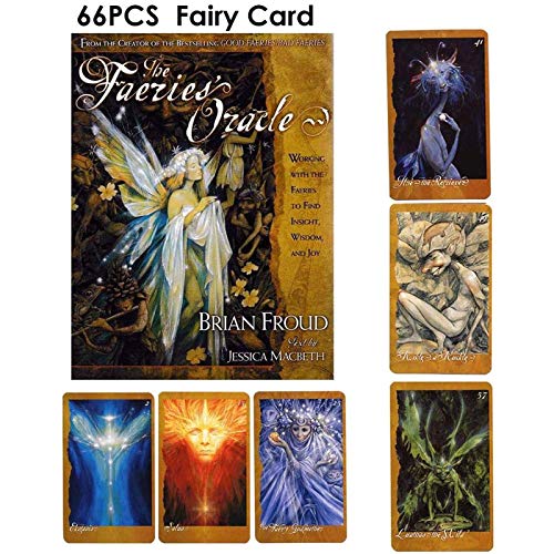 LHJY 66PCS Tarot Cards, The Faeries 'Oracle Cards, Versión En Inglés, Fairytale Solitaire, Juegos De Mesa Divertidos Juegos De Cartas De Tarot De Mesa para Fiestas Familiares Naipes
