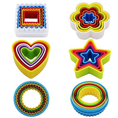 LHKJ Cortadores de Galletas de plástico con Formas de corazón, Estrella y Flor ect para Galletas, Moldes para Cortar Galletas - 25 Piezas