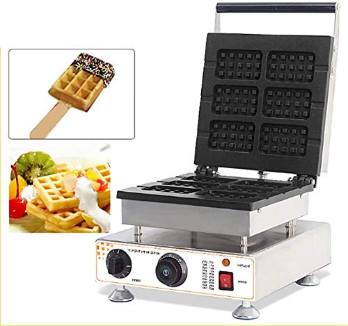 LHSUNTA Máquina para Hacer Pan, 6 Piezas industriales Waffle On A Stick Maker Máquina de Hierro Baker Waffle Maker Antiadherente Bélgica