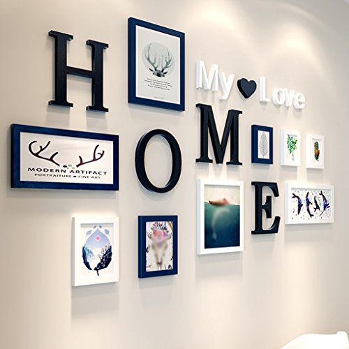 LI LU SHOP Marco Madera Foto Muro, Creativa Moderna Simple Salón Restaurante Club Foto Marco Colgante Pared Decoración Combinada Dimensional Barra De Efecto Visual Decoración hogareña (Color : C)