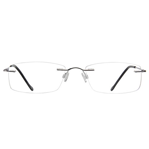 LianSan Titanium frameless Reading Glasses Men Lightweight Fashion Rimless Readers Glasses Womens 8085 (+3.00, silver) by LianSan