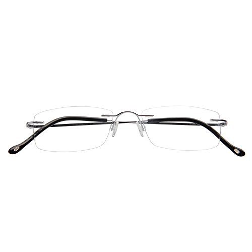 LianSan Titanium frameless Reading Glasses Men Lightweight Fashion Rimless Readers Glasses Womens 8085 (+3.00, silver) by LianSan