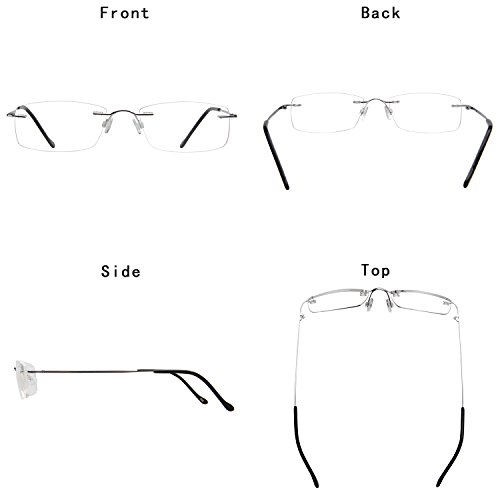 LianSan Titanium frameless Reading Glasses Men Lightweight Fashion Rimless Readers Glasses Womens 8085 (+3.00, silver) by LianSan