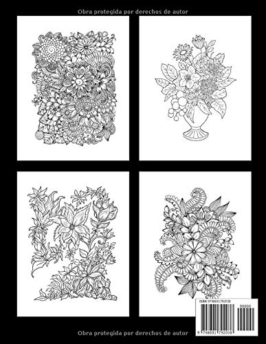 Libro de colorear de Flores para Adultos: 50 Páginas para Colorear con Hermosas Flores. Libros para colorear antiestrés. (Ramos y Jarrones de Flores, Patrones Floreal, Naturaleza...)