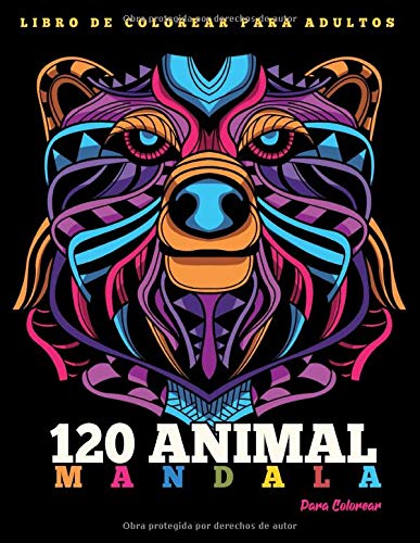 Libro de Colorear Para Adultos : 120 Animal Mandalas Para Colorear: 124 Animal Mandalas Para Colorear | Diseños de animal mandala para aliviar el ... | Hermosas Animal Mandalas Libro Par