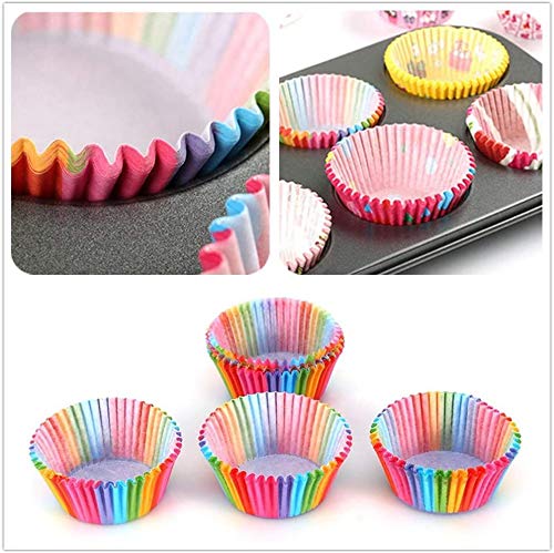 Lidiper 200 Piezas Papel para Magdalenas, Moldes para Magdalenas, Moldes de Horneado Arcoiris, Moldes para Cupcakes, Molde para Hornear, Moldes para Panecillos para Boda, Fiesta, Cumpleaños