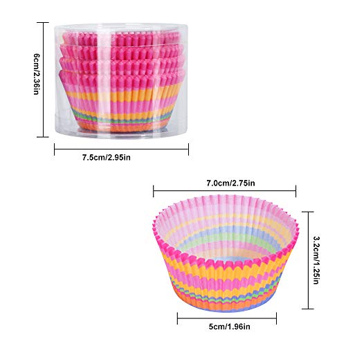 Lidiper 200 Piezas Papel para Magdalenas, Moldes para Magdalenas, Moldes de Horneado Arcoiris, Moldes para Cupcakes, Molde para Hornear, Moldes para Panecillos para Boda, Fiesta, Cumpleaños