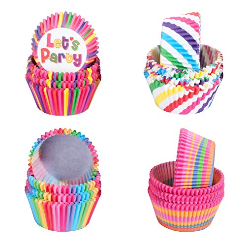 Lidiper 200 Piezas Papel para Magdalenas, Moldes para Magdalenas, Moldes de Horneado Arcoiris, Moldes para Cupcakes, Molde para Hornear, Moldes para Panecillos para Boda, Fiesta, Cumpleaños