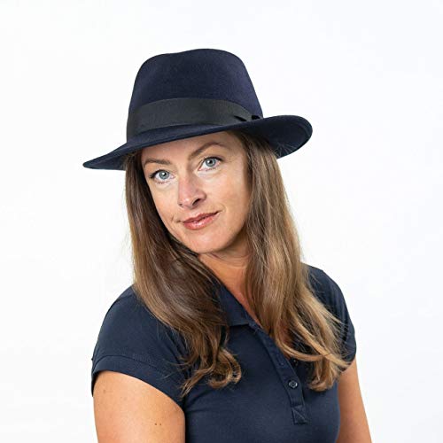 Lierys Sombrero de Fieltro - Sombrero de Fieltro de Lana Mujeres/Hombres - Impermeable y triturables - Sombrero de Bogart Verano/Invierno Azul M (56-57 cm)
