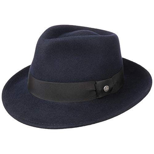 Lierys Sombrero de Fieltro - Sombrero de Fieltro de Lana Mujeres/Hombres - Impermeable y triturables - Sombrero de Bogart Verano/Invierno Azul M (56-57 cm)