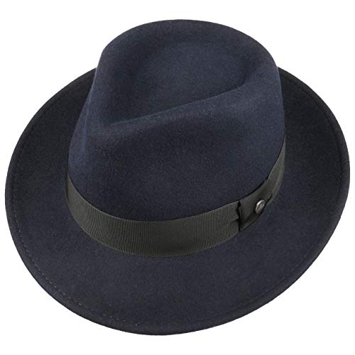 Lierys Sombrero de Fieltro - Sombrero de Fieltro de Lana Mujeres/Hombres - Impermeable y triturables - Sombrero de Bogart Verano/Invierno Azul M (56-57 cm)