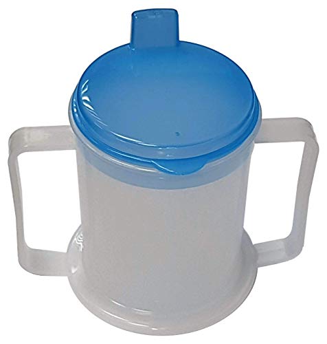 Life Healthcare - Taza para adultos discapacitados con asas de fácil agarre, boquilla antisalpicaduras y tapa de viaje