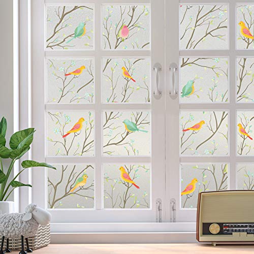 Lifetree Lámina de Vidrio para Ventanas, intimidad, Vidrio Esmerilado, estática, pájaro 44.5 * 200cm