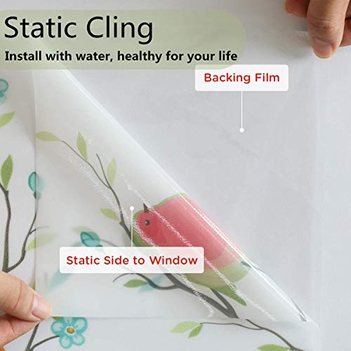 Lifetree Lámina de Vidrio para Ventanas, intimidad, Vidrio Esmerilado, estática, pájaro 44.5 * 200cm