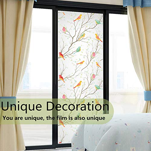 Lifetree Lámina de Vidrio para Ventanas, intimidad, Vidrio Esmerilado, estática, pájaro 44.5 * 200cm