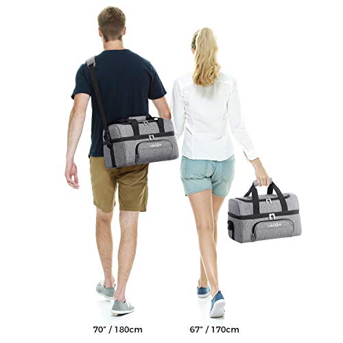 Lifewit 24can Nevera Portatil Bolsa Térmica Comida Doble Capa Porta Alimentos de Refrigeración Aislamiento Bolsa con Correa Ajustable para Picnics, Playa, Soporte, Camping, Gris
