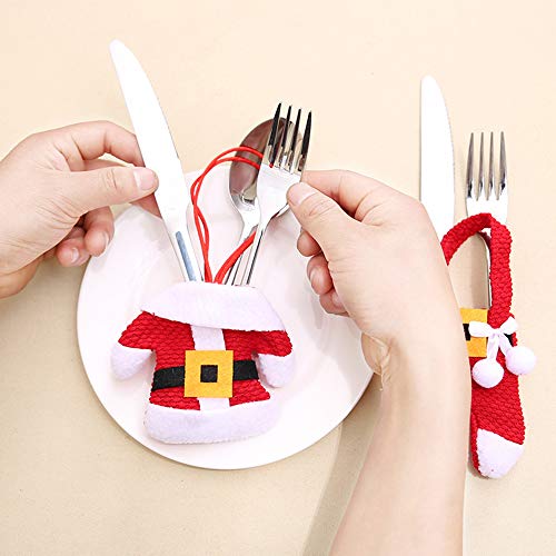 Lifreer - Juego de 8 cubiertos de Navidad, para decoración de mesa de Papá Noel, tenedor, para Navidad, fiestas, restaurantes, etc.